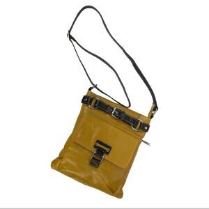 Nina Bossi Mustard Crossbody glazed Leather Bag